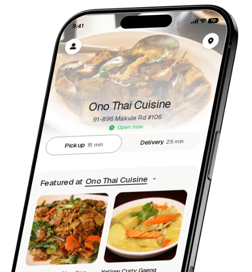 Ono Thai Cuisine app preview