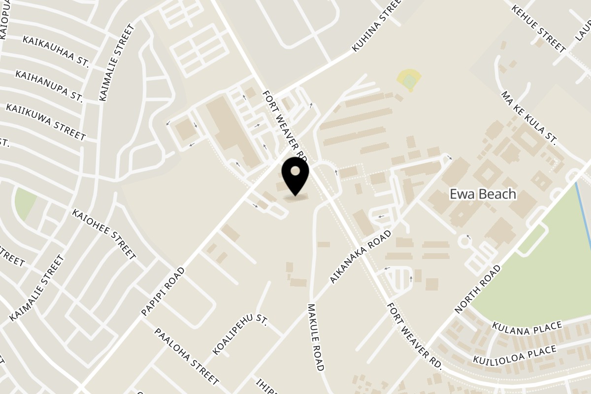 Map showing the location of Ono Thai Cuisine on 91-896 Makule Rd #106 in Ewa Beach